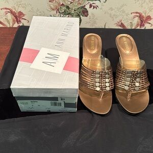 Ann Marino Bronze Leather Mandy style sandals size 8